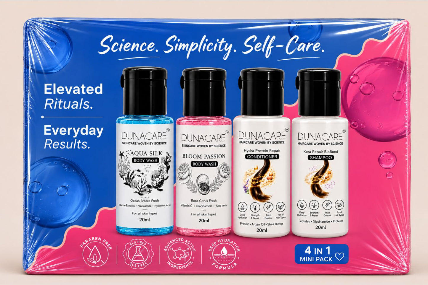 Dunacare 4-in-1 Trial Pack | Shampoo, Conditioner & Body Wash Duo