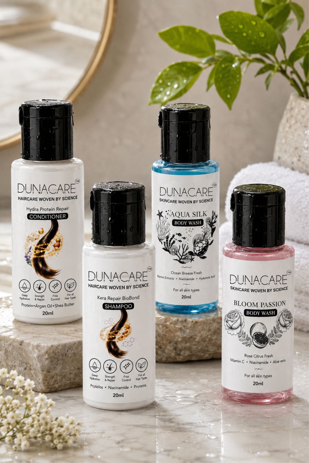 Dunacare 4-in-1 Trial Pack | Shampoo, Conditioner & Body Wash Duo